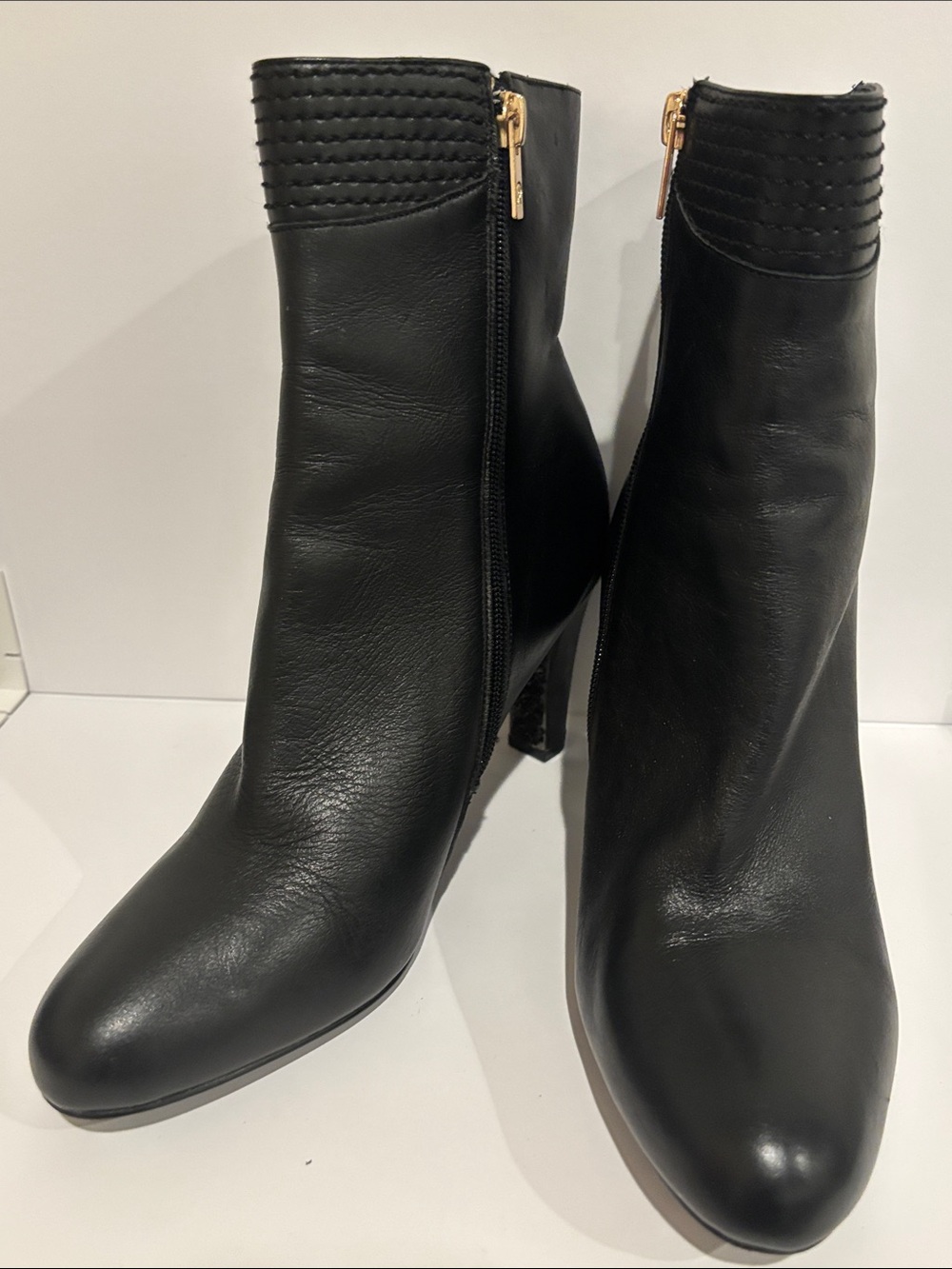 Rieker Black Leather Ankle Boots Gold Side Zip Comfort EU 39.5/US 9.5
